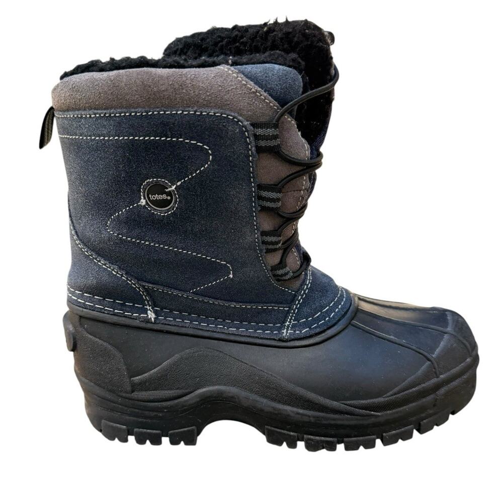 Totes Waterproof Michael Blue Black Duck Boots Fleece Lined Youth Size 2
